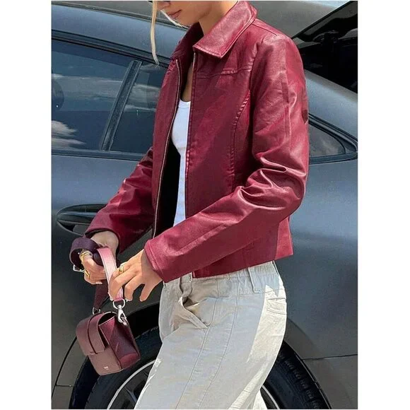 SOLY HUX Women's PU Leather Jackets Casual